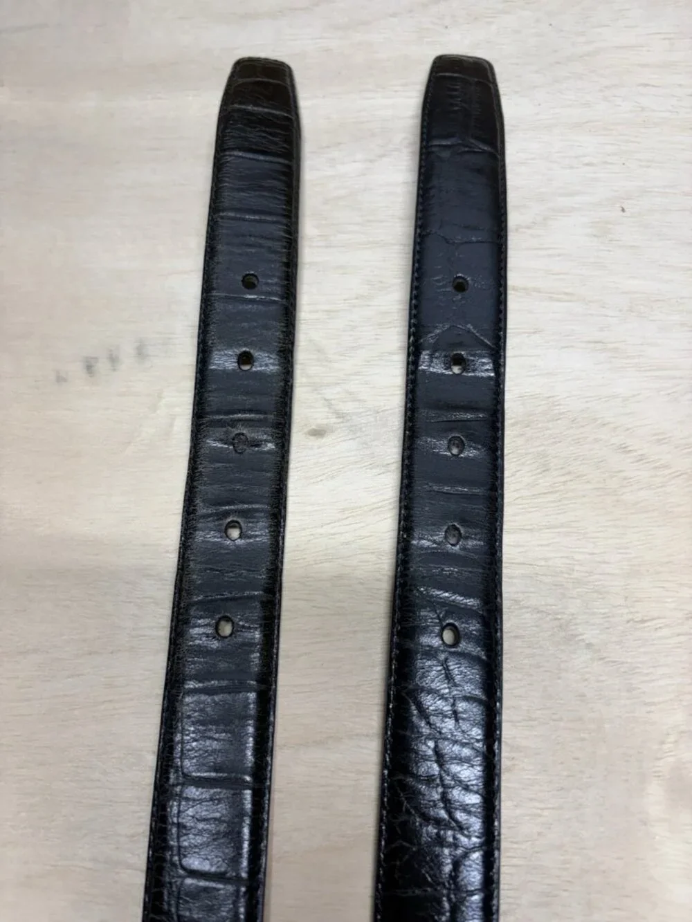 Lot Of 2 Jos A Bank Black Alligator Embossed Italian Leather Belts Brass 38